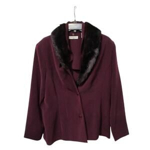 Vintage Amanda Smith Burgundy Blazer w/ Faux Fur Collar